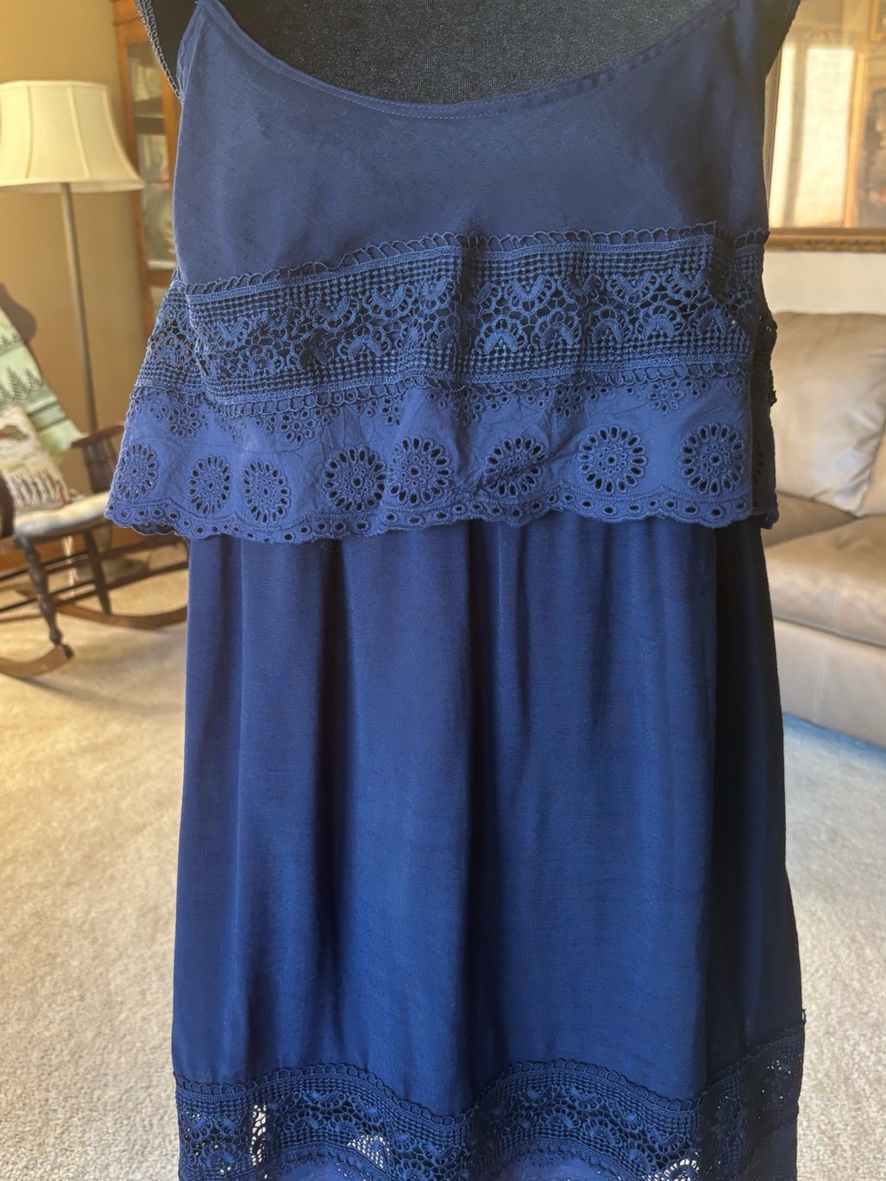 Dex Navy Crochet-Trim dress M